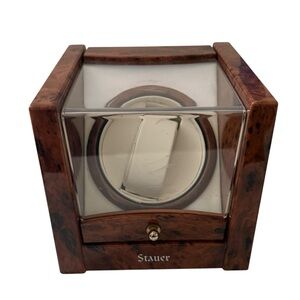 Stauer Single Watch Winder Box – Burl Wood Finish Glass Display Case (Untested)